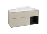 Villeroy und Boch Finion Waschtischunterschrank G711PDHH 120x60,3x50,1cm, Regal rechts Black matt lacquer, Sand Matt Lacquer