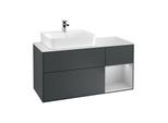 Villeroy und Boch Finion Waschtischunterschrank G151GJHG 120cm, Abdeckplatte white matt, Emotion, Regal links Light grey matt, Midnight Blue Matt Lacquer
