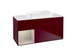 Villeroy und Boch Finion Waschtischunterschrank F701HHHB 120x60,3x50,1cm, Regal links Sand Matt Lacquer, Peony Matt