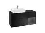 Villeroy und Boch Finion Waschtischunterschrank G152GKPD 120cm, Abdeckplatte black matt, Emotion, Regal links Anthracite matt, Black matt lacquer