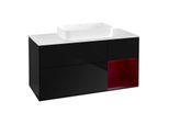 Villeroy und Boch Finion Waschtischunterschrank G711HBPH 120x60,3x50,1cm, Regal rechts Peony, Glossy Black Lacquer