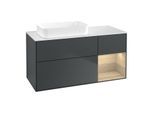 Villeroy und Boch Finion Waschtischunterschrank G691PCHG 120x60,3x50,1cm, Regal rechts Oak Veneer, Midnight Blue Matt Lacquer
