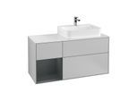 Villeroy und Boch Finion Waschtischunterschrank G141HGGJ 120cm, Abdeckplatte white matt, Emotion, Regal links Midnight Blue Matt Lacquer, Light grey matt