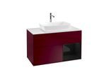 Villeroy und Boch Finion Waschtischunterschrank F781PHHB 100cm, Abdeckplatte white matt, Regale Glossy black lacquer, Peony Matt