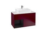 Villeroy und Boch Finion Waschtischunterschrank G111PHHB 100cm, Abdeckplatte white matt, Emotion, Regal links Glossy Black Lacquer, Peony Matt
