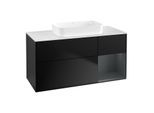 Villeroy und Boch Finion Waschtischunterschrank F711HGPD 120x60,3x50,1cm, Regal rechts Midnight Blue Matt Lacquer, Black matt lacquer