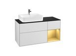 Villeroy und Boch Finion Waschtischunterschrank G152HFMT 120cm, Abdeckplatte black matt, Emotion, Regal links Gold matt, White matt lacquer
