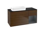 Villeroy und Boch Finion Waschtischunterschrank F692HGGN 120x60,3x50,1cm, Regal rechts Midnight Blue Matt Lacquer, Walnut veneer