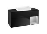 Villeroy und Boch Finion Waschtischunterschrank F712GJPD 120x60,3x50,1cm, Regal rechts Light grey matt, Black matt lacquer