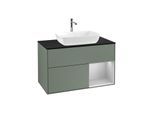 Villeroy und Boch Finion Waschtischunterschrank F782GJGM 100cm, Abdeckplatte black matt, Regale Light grey matt lacquer, Olive Matt Lacquer