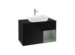 Villeroy und Boch Finion Waschtischunterschrank F782GMPH 100cm, Abdeckplatte black matt, Regale Olive matt lacquer, Glossy Black Lacquer