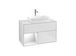 Villeroy und Boch Finion Waschtischunterschrank G771GFMT 100cm, Abdeckplatte white matt, Emotion, Regale Glossy white lacquer, White matt lacquer