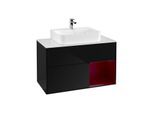 Villeroy und Boch Finion Waschtischunterschrank G121HBPH 100cm, Abdeckplatte white matt, Emotion, Regal rechts Peony, Glossy Black Lacquer