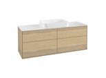 Villeroy und Boch Finion Waschtischunterschrank G73100PC 160x60,3x50,1cm, Glass White Matt, Oak Veneer