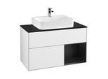 Villeroy und Boch Finion Waschtischunterschrank G122PDGF 100cm, Abdeckplatte black matt, Emotion, Regal rechts Black matt lacquer, Glossy white lacquer