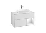 Villeroy und Boch Finion Waschtischunterschrank F781GFMT 100cm, Abdeckplatte white matt, Regale Glossy white lacquer, White matt lacquer