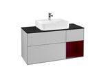 Villeroy und Boch Finion Waschtischunterschrank G172HBGJ 120cm, Abdeckplatte black matt, Emotion, Regal rechts Peony, Light grey matt