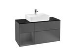 Villeroy und Boch Finion Waschtischunterschrank F162GKGK 120cm, Abdeckplatte black matt, Regal links Anthracite matt, Anthracite matt