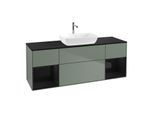 Villeroy und Boch Finion Waschtischunterschrank F862PHGM 160cm, Abdeckplatte black matt, Regale Glossy black lacquer, Olive Matt Lacquer