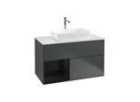 Villeroy und Boch Finion Waschtischunterschrank G771PHHG 100cm, Abdeckplatte white matt, Emotion, Regale Glossy black lacquer, Midnight Blue Matt Lacquer