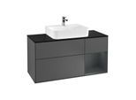 Villeroy und Boch Finion Waschtischunterschrank G172HGGK 120cm, Abdeckplatte black matt, Emotion, Regal rechts Midnight Blue Matt Lacquer, Anthracite matt