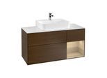 Villeroy und Boch Finion Waschtischunterschrank G171PCGN 120cm, Abdeckplatte white matt, Emotion, Regal rechts Oak Veneer, Walnut veneer