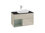 Villeroy und Boch Finion Waschtischunterschrank G772GMHH 100cm, Abdeckplatte black matt, Emotion, Regale Olive matt lacquer, Sand Matt Lacquer