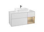 Villeroy und Boch Finion Waschtischunterschrank G171PCMT 120cm, Abdeckplatte white matt, Emotion, Regal rechts Oak Veneer, White matt lacquer