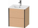 Duravit XViu Waschtisch-Unterschrank XV43150B212 51x42x56cm, 2 Schubkästen, wandhängend, schwarz matt, eiche gebürstet