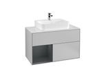 Villeroy und Boch Finion Waschtischunterschrank G111HGGJ 100cm, Abdeckplatte white matt, Emotion, Regal links Midnight Blue Matt Lacquer, Light grey matt