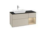 Villeroy und Boch Finion Waschtischunterschrank G812PCHH 120cm, Abdeckplatte black matt, Emotion, Regale Oak Veneer, Sand Matt Lacquer