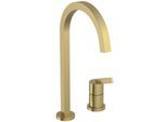 Ideal Standard Gusto Küchen-2-Loch-Armatur BD423A2 brushed gold, mit hohem eckigen Rohrauslauf