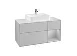 Villeroy und Boch Finion Waschtischunterschrank G171GJGJ 120cm, Abdeckplatte white matt, Emotion, Regal rechts Light grey matt, Light grey matt