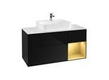 Villeroy und Boch Finion Waschtischunterschrank G171HFPH 120cm, Abdeckplatte white matt, Emotion, Regal rechts Gold matt, Glossy Black Lacquer