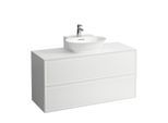 LAUFEN The new classic Schubladenelement/Sideboard H4060240856311 117,5x60x45,5cm, 2 Schubladen, Handwaschbecken Ausschnitt mittig, Weiß glänzend