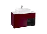 Villeroy und Boch Finion Waschtischunterschrank G121PHHB 100cm, Abdeckplatte white matt, Emotion, Regal rechts Glossy Black Lacquer, Peony Matt