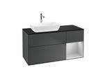Villeroy und Boch Finion Waschtischunterschrank G812GJHG 120cm, Abdeckplatte black matt, Emotion, Regale Light grey matt lacquer, Midnight Blue Matt Lacquer