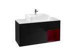 Villeroy und Boch Finion Waschtischunterschrank G171HBPH 120cm, Abdeckplatte white matt, Emotion, Regal rechts Peony, Glossy Black Lacquer