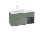 Villeroy und Boch Finion Waschtischunterschrank G811HGGM 120cm, Abdeckplatte white matt, Emotion, Regale Midnight matt lacquer, Olive Matt Lacquer