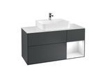Villeroy und Boch Finion Waschtischunterschrank G171GFHG 120cm, Abdeckplatte white matt, Emotion, Regal rechts Glossy white lacquer, Midnight Blue Matt Lacquer