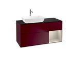 Villeroy und Boch Finion Waschtischunterschrank F812HHHB 120cm, Abdeckplatte black matt, Regale sand matt lacquer, Peony Matt