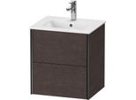 Duravit XViu Waschtisch-Unterschrank XV43150B272 51x42x56cm, 2 Schubkästen, wandhängend, schwarz matt, eiche dunkel gebürstet