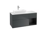 Villeroy und Boch Finion Waschtischunterschrank G811PDHG 120cm, Abdeckplatte white matt, Emotion, Regale Black matt lacquer, Midnight Blue Matt Lacquer