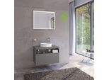Keuco Stageline Waschtisch-Unterschrank 32865290000 80 x 55 x 49 cm, Lack Inox Seidenmatt, Glas Inox satiniert, ohne Elektrik, Hahnlochbohrung rechts