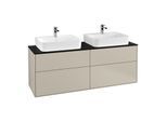 Villeroy und Boch Finion Waschtischunterschrank F18200HH 160x60,3cm, Abdeckplatte black matt, Sand Matt Lacquer