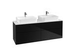 Villeroy und Boch Finion Waschtischunterschrank F18100PH 160x60,3cm, Abdeckplatte white matt, Glossy Black Lacquer
