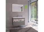 Keuco Stageline Waschtisch-Unterschrank 32872290100 100 x 62,5 x 49 cm, Lack Inox Seidenmatt, Glas Inox satiniert, mit Elektrik