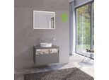 Keuco Stageline Waschtisch-Unterschrank 32864290100 80 x 55 x 49 cm, Lack Inox Seidenmatt, Glas Inox satiniert, mit Elektrik, mit Hahnlochbohrung