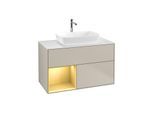Villeroy und Boch Finion Waschtischunterschrank G771HFHH 100cm, Abdeckplatte white matt, Emotion, Regale Gold matt lacquer, Sand Matt Lacquer