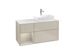 Villeroy und Boch Finion Waschtischunterschrank F801HHHH 120cm, Abdeckplatte white matt, Regale sand matt lacquer, Sand Matt Lacquer